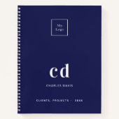 Carnet Logo d'entreprise avec monogramme blanc sur fond b (Devant)