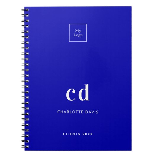 Carnet Logo d'entreprise avec monogramme bleu royal (Devant)