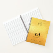 Carnet Logo d'entreprise avec monogramme doré initial (Intérieur)