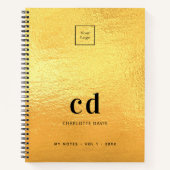 Carnet Logo d'entreprise avec monogramme doré initial (Devant)