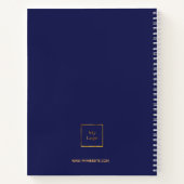 Carnet Logo d'entreprise avec monogramme doré sur fond bl (Dos)