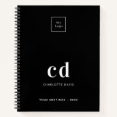 Carnet Logo d'entreprise avec monogramme initial noir et  (Devant)