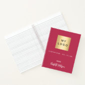 Carnet Logo d'entreprise avec nom en écriture rose magent (Intérieur)