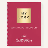 Carnet Logo d'entreprise avec nom en écriture rose magent (Devant)