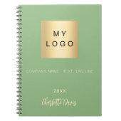Carnet Logo d'entreprise avec nom en vert sauge en écritu (Devant)