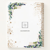Carnet Logo d'entreprise blanc avec verdure d'eucalyptus (Dos)
