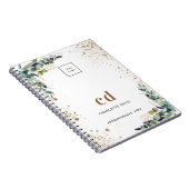 Carnet Logo d'entreprise blanc avec verdure d'eucalyptus (Côté Droit)