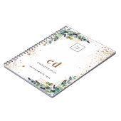 Carnet Logo d'entreprise blanc avec verdure d'eucalyptus (Côté gauche)