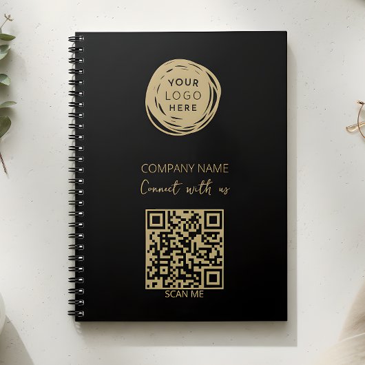 Carnet Logo d'entreprise Code QR Noir Moderne