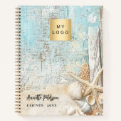 Carnet Logo d'entreprise coquille étoile de mer sable ble (Devant)