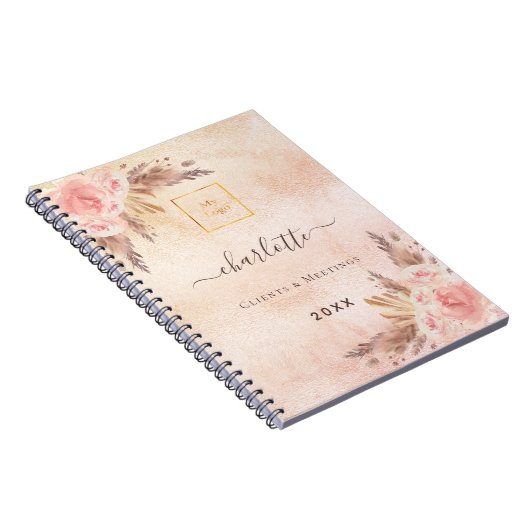 Carnet logo d'entreprise de fleur de rose en or herbe des (Côté Droit)