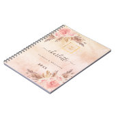 Carnet logo d'entreprise de fleur d'or rose d'herbe de Pa (Côté gauche)