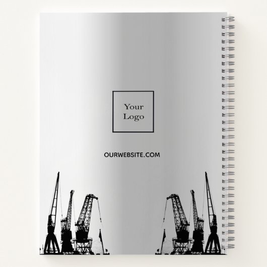 Carnet Logo d'entreprise de grues de construction argenté (Dos)