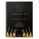 Carnet logo d'entreprise de grues de construction en or n (Devant)