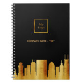 Carnet Logo d'entreprise de la skyline de Nashville en or (Devant)