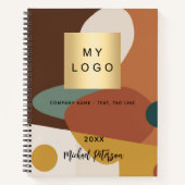Carnet Logo d'entreprise de motif rétro orange marron (Devant)