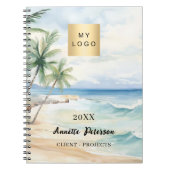 Carnet Logo d'entreprise de palmiers tropicaux de plage (Devant)