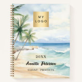 Carnet Logo d'entreprise de palmiers tropicaux de plage (Devant)