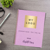 Carnet Logo d'entreprise de script de nom de cuir rose