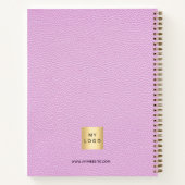 Carnet Logo d'entreprise de script de nom de cuir rose (Dos)