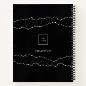 Carnet Logo d'entreprise en marbre argenté noir (Dos)
