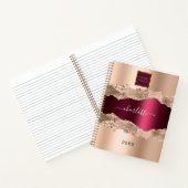 Carnet Logo d'entreprise en marbre d'agate bordeaux or (Intérieur)