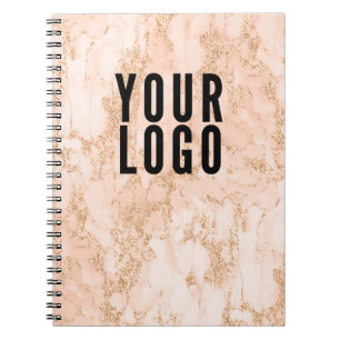 Carnet Logo d'entreprise en marbre rose or promotionnel