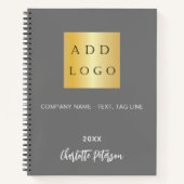 Carnet Logo d'entreprise gris nom script (Devant)