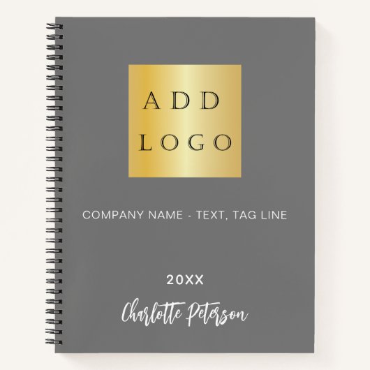 Carnet Logo d'entreprise gris nom script (Devant)