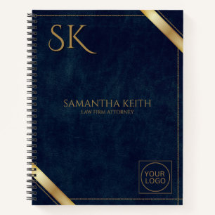 Carnet Logo d'entreprise Luxury Navy Leather 2025 Custom