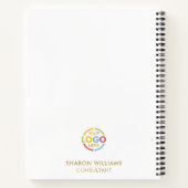 Carnet Logo d'entreprise moderne Blanc Or Monogramme init (Dos)