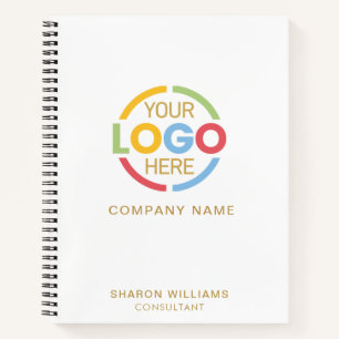 Carnet Logo d'entreprise moderne Blanc Or Monogramme init
