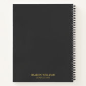 Carnet Logo d'entreprise moderne Gris & Or Monogramme ini (Dos)