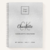 Carnet Logo d'entreprise moderne monogramme d'argent (Devant)