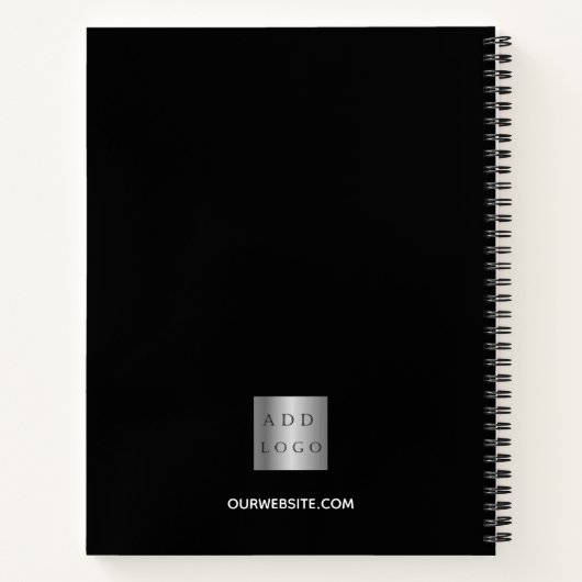 Carnet Logo d'entreprise noir blanc nom script (Dos)