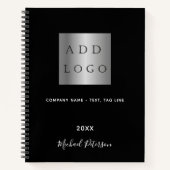 Carnet Logo d'entreprise noir blanc nom script (Devant)