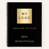 Carnet Logo d'entreprise noir nom année or (Devant)