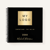 Carnet Logo d'entreprise noir or nom script (Devant)
