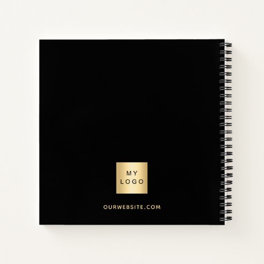 Carnet Logo d'entreprise noir or nom script (Dos)