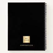 Carnet Logo d'entreprise noir or nom script (Dos)