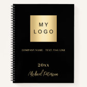 Carnet Logo d'entreprise noir or nom script (Devant)