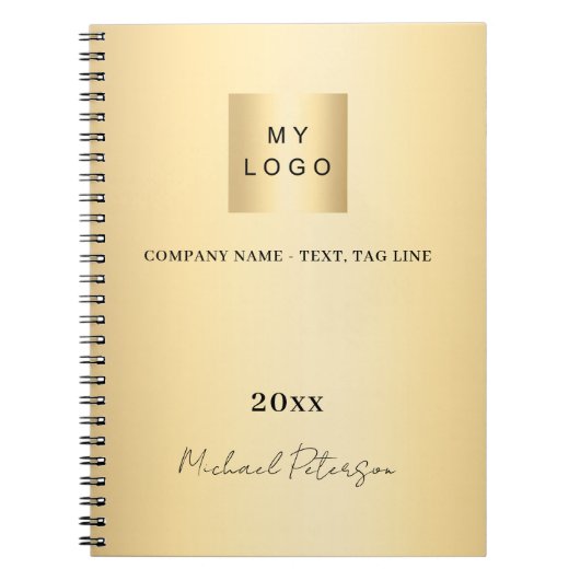 Carnet Logo d'entreprise or élégant nom script (Devant)