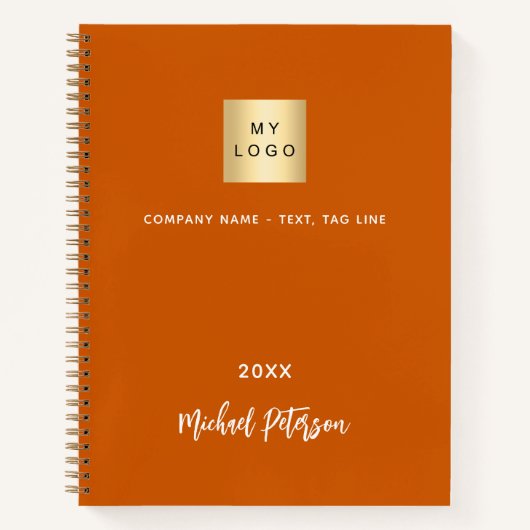 Carnet Logo d'entreprise orange brûlé élégant (Devant)