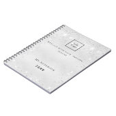 Carnet Logo d'entreprise pailleté argent pour promotion (Côté gauche)