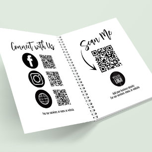 Carnet Logo d'entreprise simple Code QR Médias sociaux