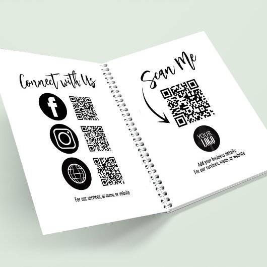 Carnet Logo d'entreprise simple Code QR Médias sociaux