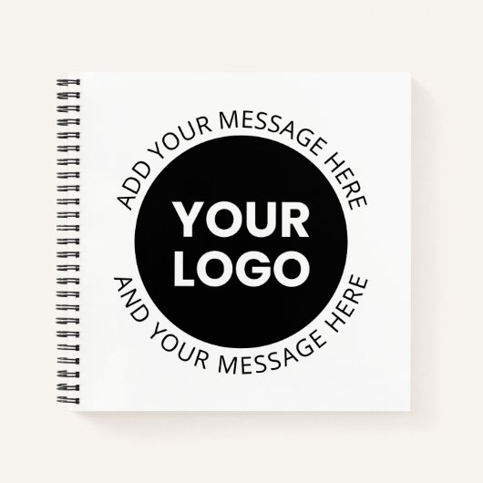 Carnet Logo d'entreprise & Texte modifiable  Blanc & Noir (Devant)