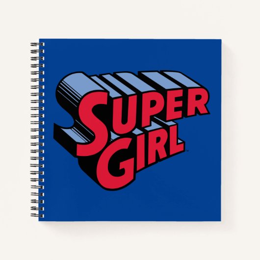 Carnet Logo du nom empilé de la superfille rouge et bleue (Devant)