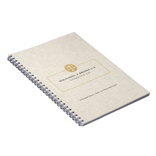 Carnet Logo élégant en lin beige et en or Justice