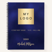 Carnet Logo entreprise bleu marine or nom année (Devant)